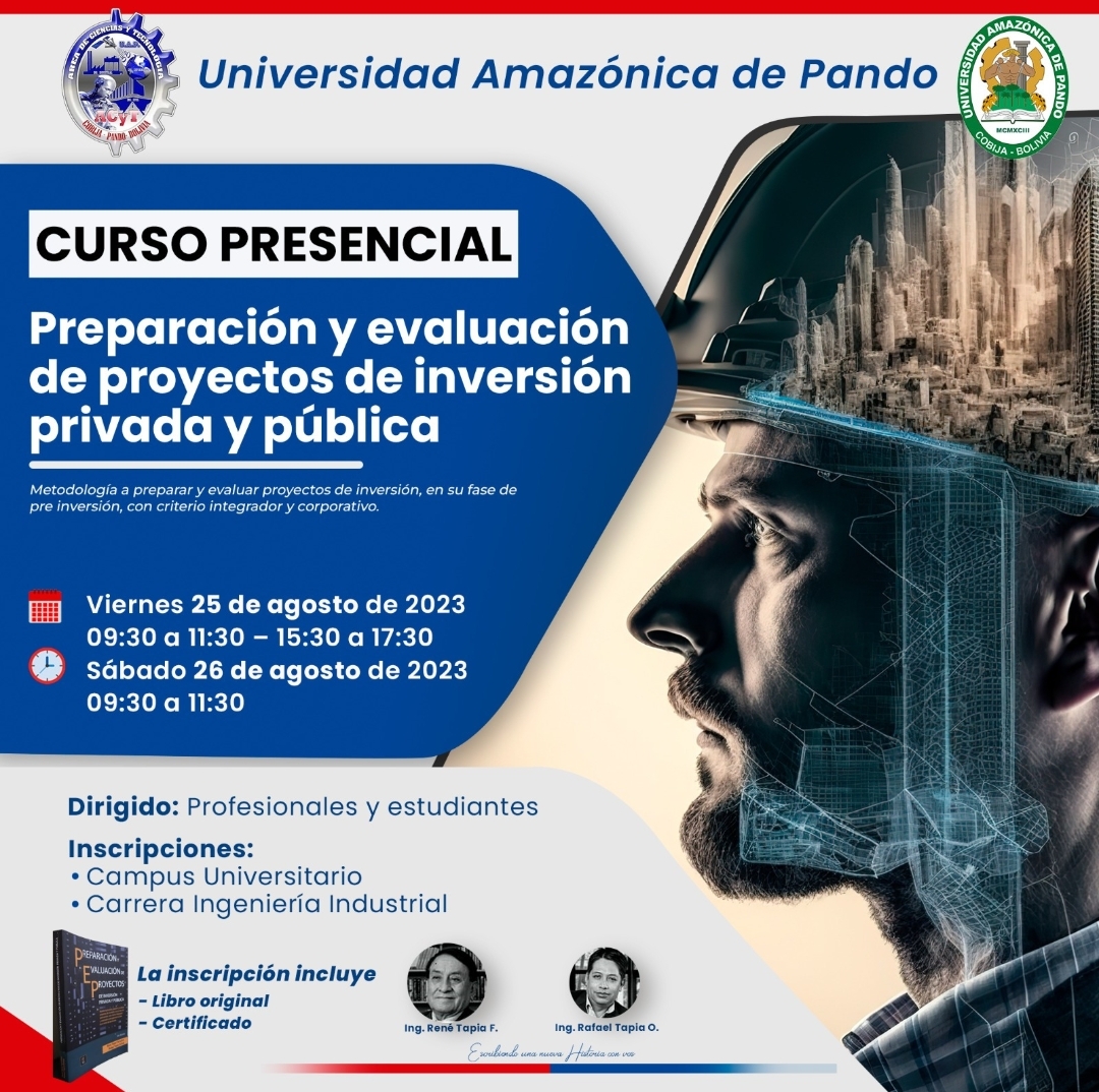 CURSO PRESENCIAL PREPARACION Y EVALUACION DE PROYECTOS DE INVERSION PRIVADA Y PUBLICA